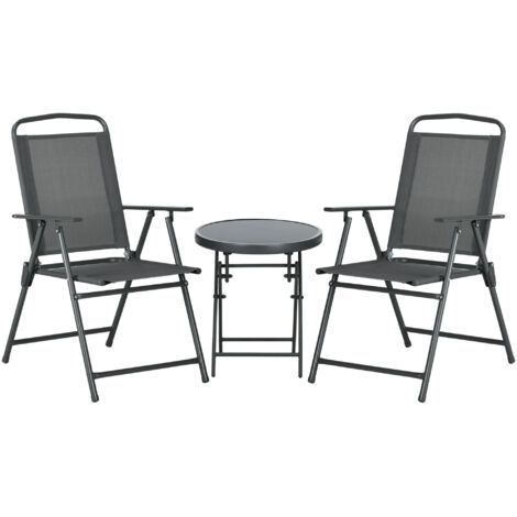 Ensemble Jardin 3 Pièces avec 2 Chaises et Table Basse Métal Gris Anthracite 53.5x64x93 cm (1/5)