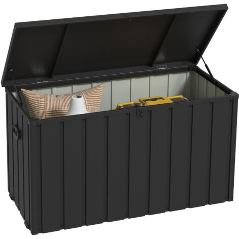 Panca de Rangement 450L avec 4 Roulettes et Poignées, Acier et Polypropylène, Dimensions 125.5x61.5x70 cm, Couleur Gris Anthracite (1/5)
