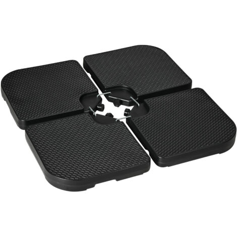 Base empilable pour parasol 4 pièces avec poignées intégrées, HDPE 100x100 cm, Noir (1/5)