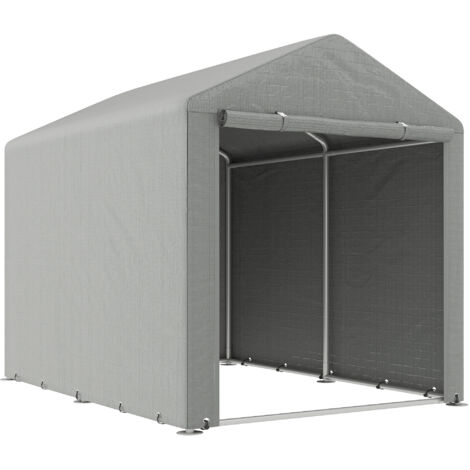 Abri de Jardin pour Outils et Garage pour Vélo et Moto avec Bâche Anti-UV, 1.6x2m, Gris Clair (1/5)