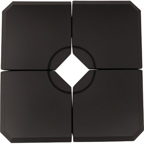 Base d'Ombrellon à Bras Remplissable d'Eau ou Sable, Support Croisé 100x100cm, 4 Pièces, Noir (1/5)
