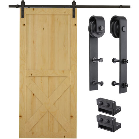 Kit de Montage pour Porte Coulissante avec Galets et Accessoires, Capacité 100kg, Acier Carbone, 200x4x0.6 cm (1/5)
