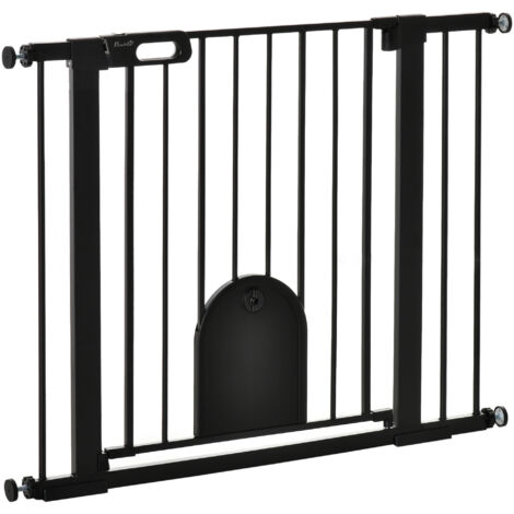 Porte pour Chien avec Fermeture Automatique et Taille Réglable, 75-103 x 76 cm, Noir (1/5)