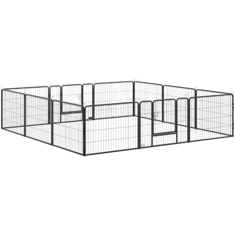 Enclos Modulable pour Chiens et Chiots avec 12 Panneaux et 2 Portes, 80 x 60 cm (1/5)
