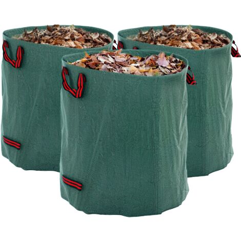 Set de 3 Sacs de Jardin Résistants, 272 L avec Poignées, Réutilisables et Fermeture Sécurisée, Ø67x76 cm, Couleur Verte (1/5)