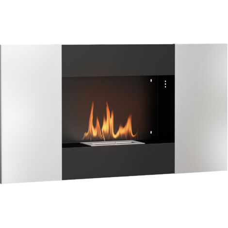 Distillateur Bioéthanol Mural 0.9L Acier Inoxydable, Noir Argenté 100x15x54 cm