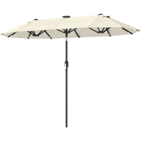Parasol Double avec Éclairage LED et Manivelle, en Polyester et Acier, Dimensions 2.92x1.5x2.2 m, Couleur Sable (1/5)
