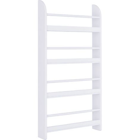 Étagère Murale 4 Niveaux en Bois Imperméable Blanc, Support 30kg, Dimensions 59x12x113 cm (1/5)