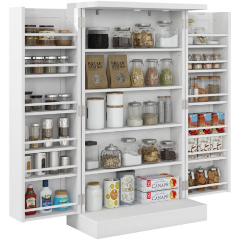 Armoire de Cuisine Blanche en MDF avec 6 Niveaux d'Étagères, 60x30x104 cm, Rangement Modulable (1/5)