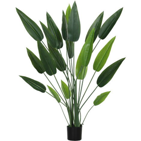 Plante Artificielle Strelitzia de 140 cm avec 20 Feuilles et Pot, Matériaux PE, PEVA et PP (1/5)