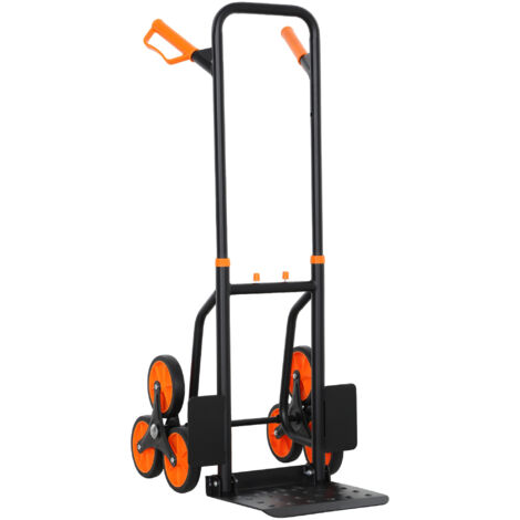 Chariot de Transport Pliable 6 Roues, Capacité 120kg, Acier, pour Déménagement et Jardinage, Orange (1/5)