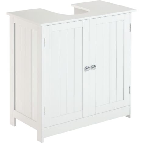 Meuble de Salle de Bain Sous Vasque avec Planche Réglable, Commode Étagère Économique d'Espace, Blanc 60x30x60 cm (1/5)