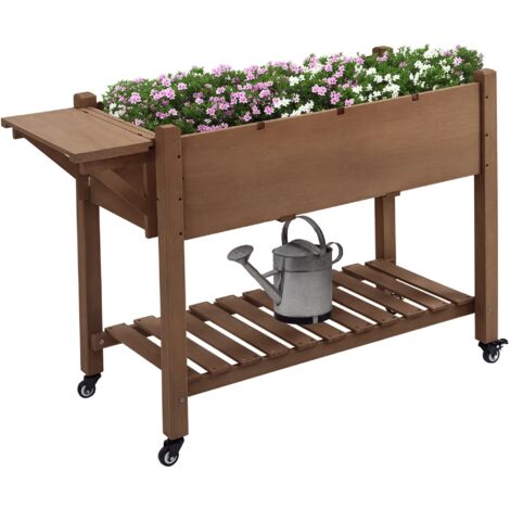 Jardinière Extérieure 8 Pots avec Étagère Latérale et Plateau Inférieur, en Bois de Sapin, 123x54x87 cm (1/5)