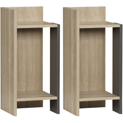 Commodore Gris Moderne avec Étagère Ouverte, Ensemble 2 Pièces en Aggloméré pour Chambre et Salon, 27x25x60cm (1/5)