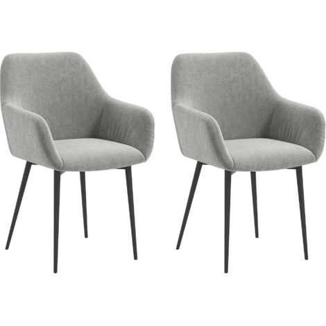 Set de 2 Chaises de Salle à Manger Design avec Accoudoirs Courbés en Velours, 54x57x80 cm, Couleur Gris Anthracite (1/5)