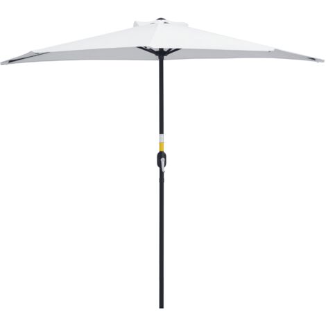 Parasol de Terrasse en Forme de Demi-Lune avec Ouverture à Manivelle et Mât 2 Sections, 2.6x1.35 m, Blanc (1/5)