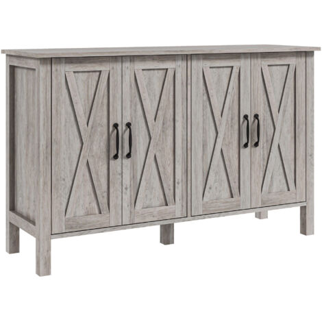 Étagère Rustique Multifonction en Bois avec 4 Tablettes Réglables, 120x37x75 cm, Couleur Grise (1/5)