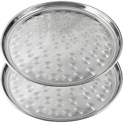 (02 Pices - 33cm)2x Plateau De Service Professionnel En Acier Inoxydable, 33 Cm - Plateau En Acier Pour Restaurants Et Bars (1/5)