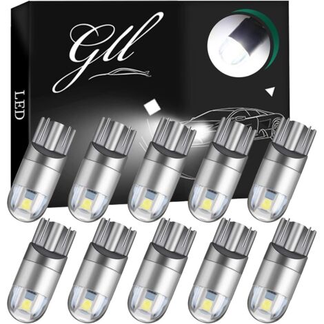10pcs Blanc- Pour Clairage Intrieur De La Voiture Pour Tableau De Bord Vue Latrale Ampoule De Plaque D'immatriculation (1/5)
