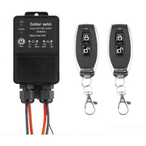 Interrupteur sans fil 433MHz haute puissance 220V - Télécommande incluse - Noir (1/5)