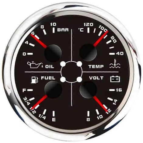 Manomètre multifonction 4 en 1 de 85 mm : température de l'eau, pression de l'huile, voltmètre A-- (1/5)
