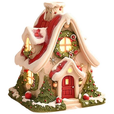 Décorations de Noël en résine représentant une maison enneigée - Décorations de bureau pour la maison (1/5)