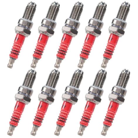 Lot de 10 bougies d'allumage à 3 électrodes D8TC pour moteurs 125cc, 150cc, 200cc et 250cc. (1/5)