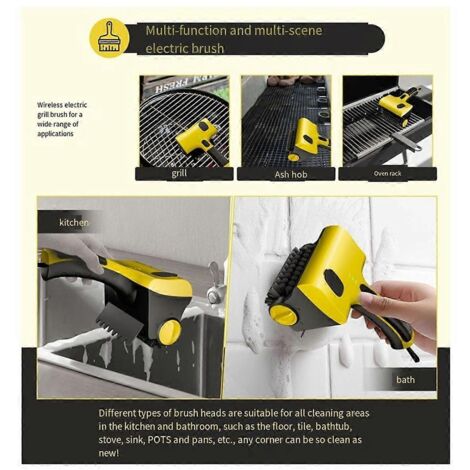 Brosse de nettoyage pour carrelage de cuisine domestique - Têtes de brosse remplaçables - Jaune (1/5)