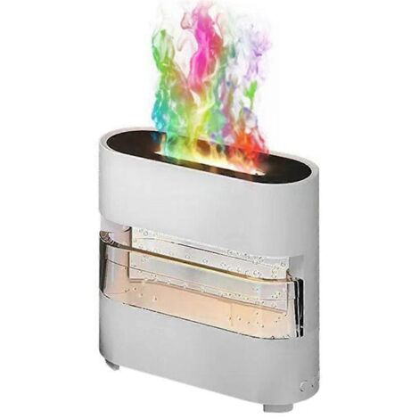 Humidificateur à effet flamme, diffuseur d'arômes « Pluie et feu » coloré, blanc (1/5)