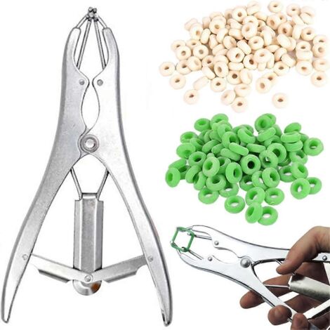 Kit de ligature pour chèvres, pinces à ligature avec 150 anneaux de 2 tailles différentes -- (1/5)