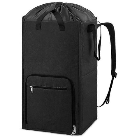Grand sac à dos à linge pour étudiants, panier à linge résistant - Noir (1/5)