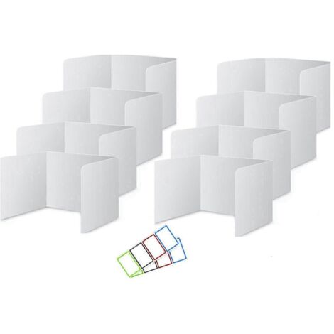 Lot de 8 séparateurs de bureau pour étudiants, en plastique blanc imperméable. (1/5)
