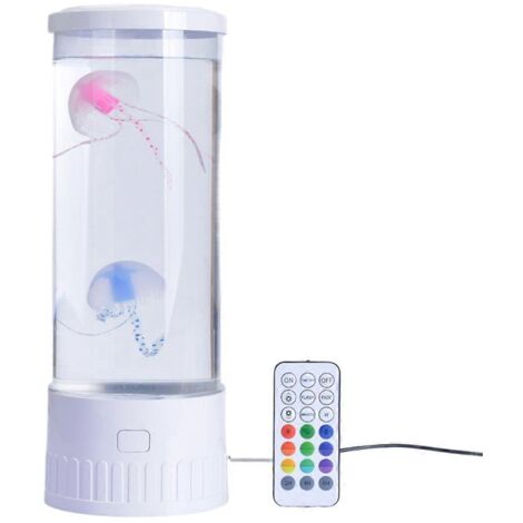 Lampe Méduse Aquarium Veilleuse Océan 7 Couleurs LED Lumière d'ambiance - Blanc - (1/5)