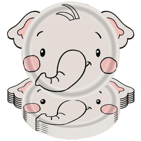 Assiette en carton jetable à thème animaux de la jungle, ensemble de couverts, éléphant-- (1/5)