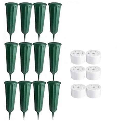 Lot de 12 vases funéraires à pointes, vases commémoratifs floraux verts (1/5)