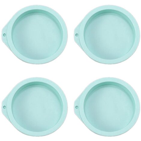 Ensemble de 4 moules à gâteaux ronds en silicone, bleus, 10 cm (4 pouces) (1/5)
