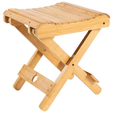 Petit tabouret pliant Nanzhu, portable, en bambou massif, idéal pour la pêche en extérieur. (1/5)