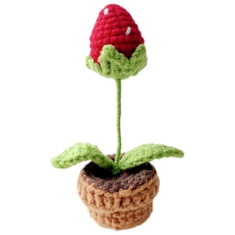 Fleurs tricotées à la main en pot au crochet-- (1/5)
