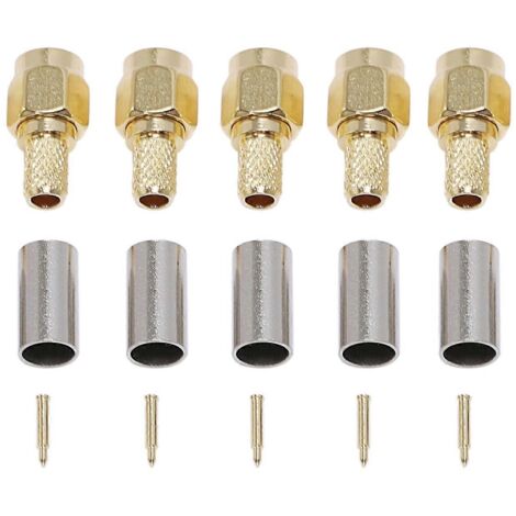 Lot de 5 connecteurs coaxiaux RF SMA mâles à sertir pour câbles RG58, RG142, RG400, LMR195 et RG223. (1/5)