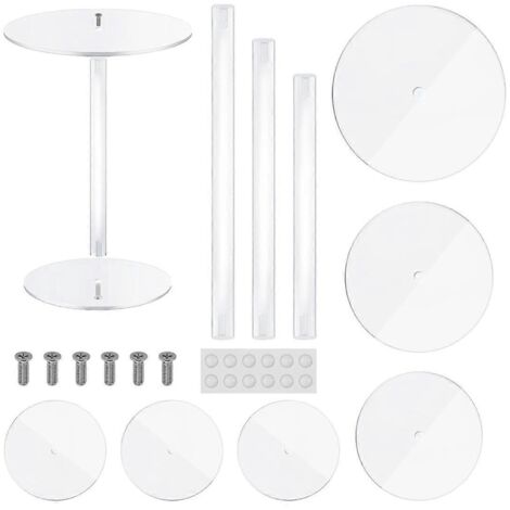 Lot de 3 présentoirs à gâteaux ronds en acrylique transparent pour table de desserts. (1/5)
