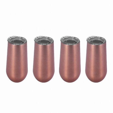 Gobelet à vin isotherme en acier inoxydable avec couvercle - 177 ml, or rose (lot de 4) (1/5)