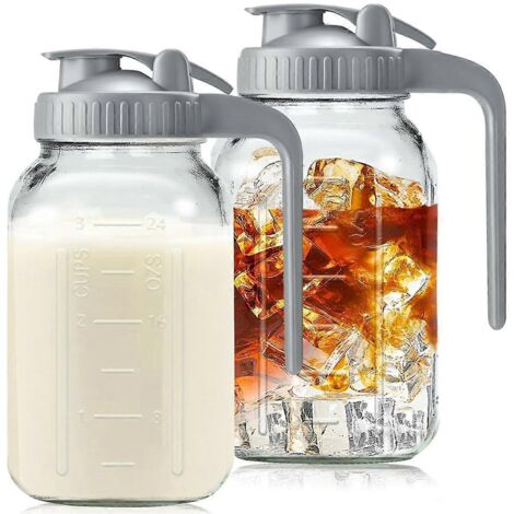 Pichets en verre, 950 ml, pichet à eau en verre étanche à large ouverture -- (1/5)