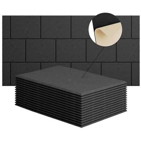 Lot de 15 panneaux muraux acoustiques 12x8x4 pouces, autocollants noirs (1/5)
