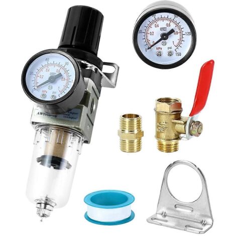 Filtre et régulateur combinés pour compresseur d'air 1/4 pouce AW2000-02-- (1/5)
