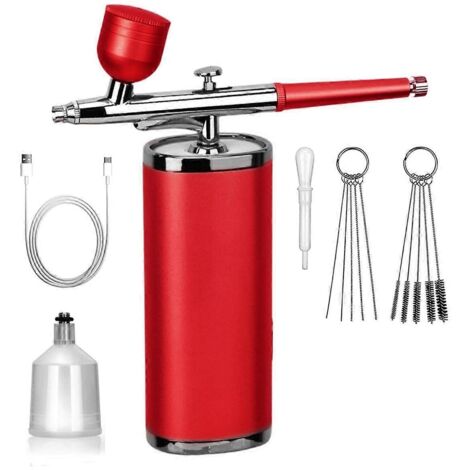 Kit aérographe avec compresseur - Aérographe sans fil, rouge (1/5)