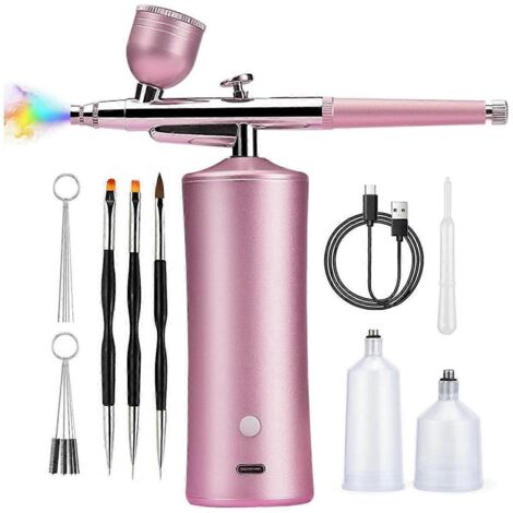 Kit aérographe avec compresseur, aérographe 20-30 PSI, rose (1/5)