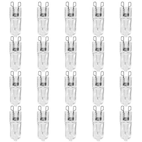 Lot de 20 ampoules halogènes G9, 25 W, transparentes, à intensité variable, 2800 K (1/5)