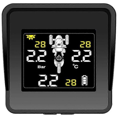 Moniteur de pression des pneus TPMS sans fil solaire pour moto, écran LCD externe 3 pouces (1/5)