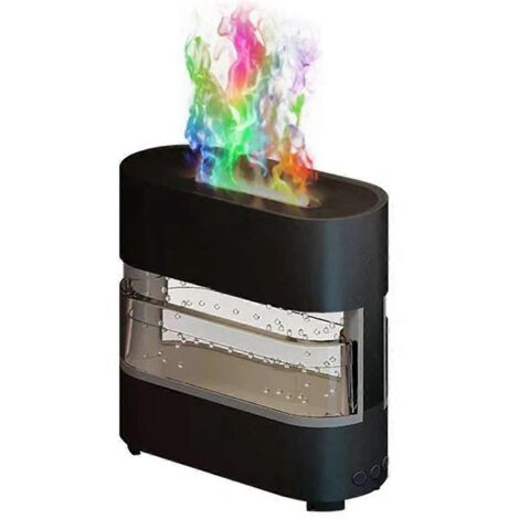 Humidificateur à effet flamme, diffuseur d'arômes « Pluie et feu » coloré, noir (1/5)