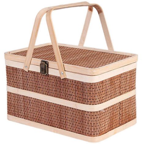 Paniers tressés en bambou, porte-fruits portable pour pique-nique naturel (1/5)